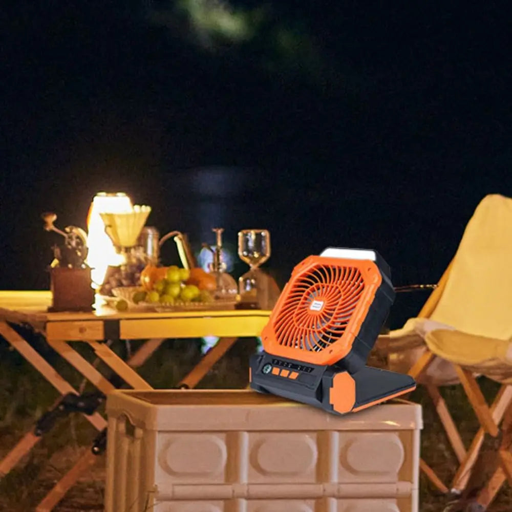 Solar Rechargeable Portable Fan 7800mAh – LED Light & 4 Speeds