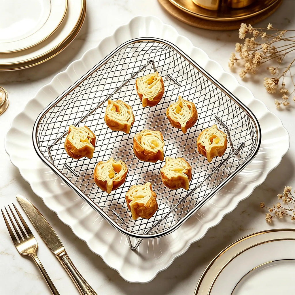 Air Fryer Rack Square Non-reversing Stackable Food Grade Mesh Basket