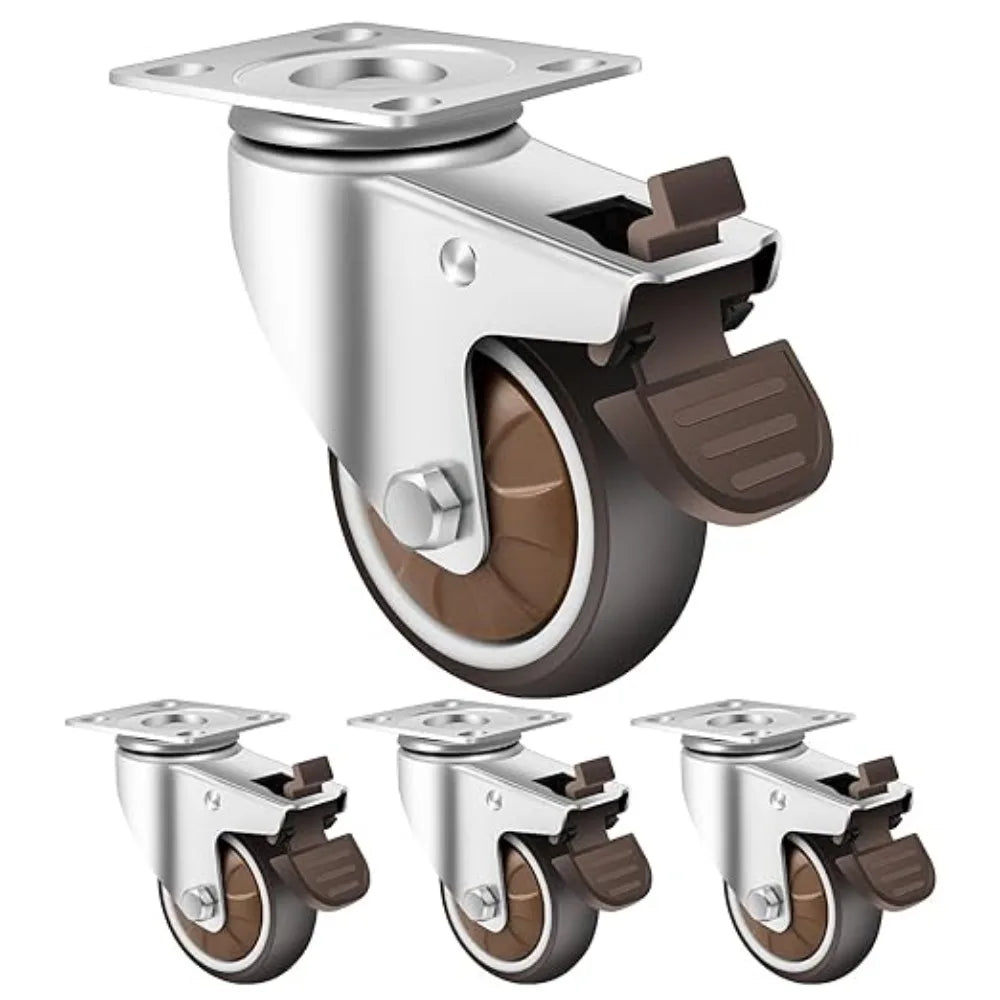 4-Pack Swivel Caster Wheels with Brake – Heavy Duty, 1"–2"