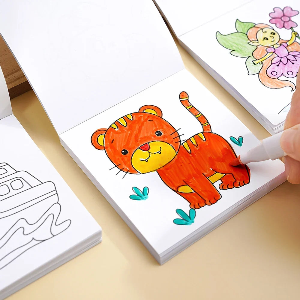 50 Sheets Mini Coloring Book Cartoon Convenient Graffiti
