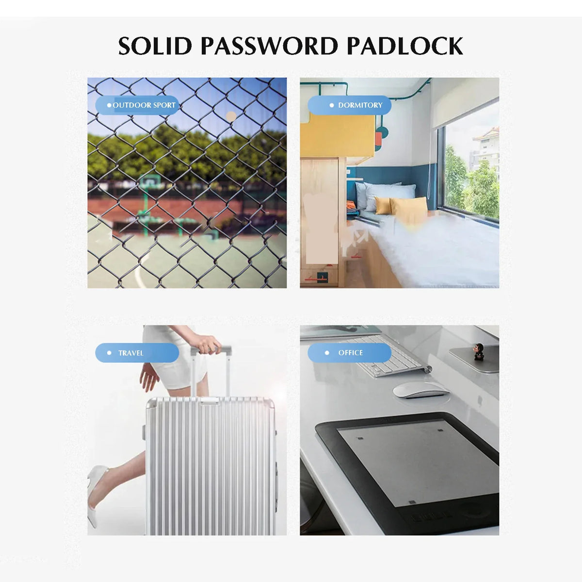 3-Digit Combination Padlock – Keyless Lock for Luggage & Lockers