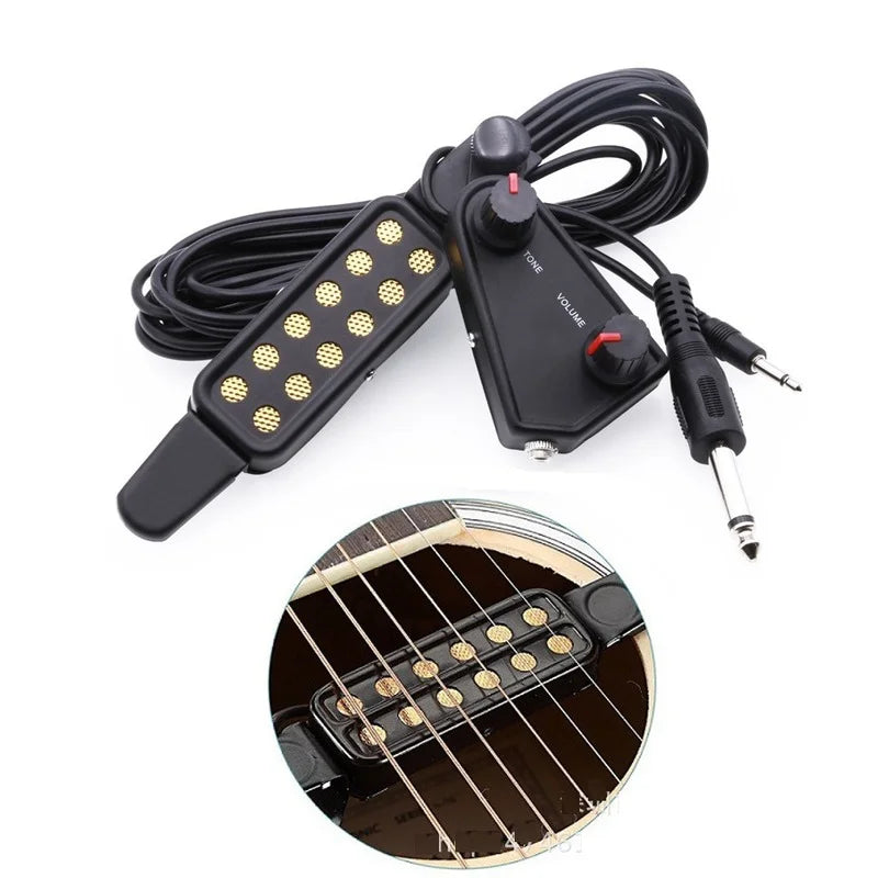 12-hole Acoustic Guitar Sound Hole Pickup Magnetic Transducer Tone