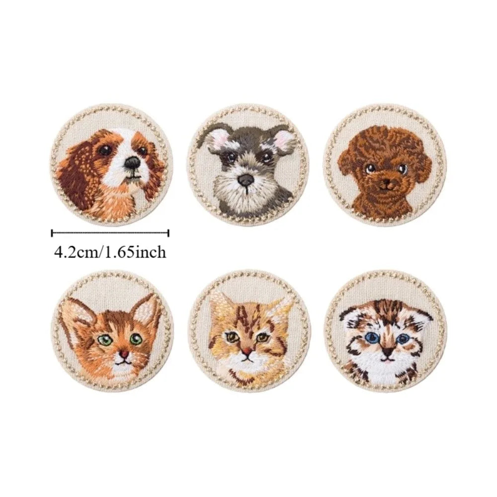 5pcs Cat Iron-On Embroidered Patches | DIY Clothes Appliqués