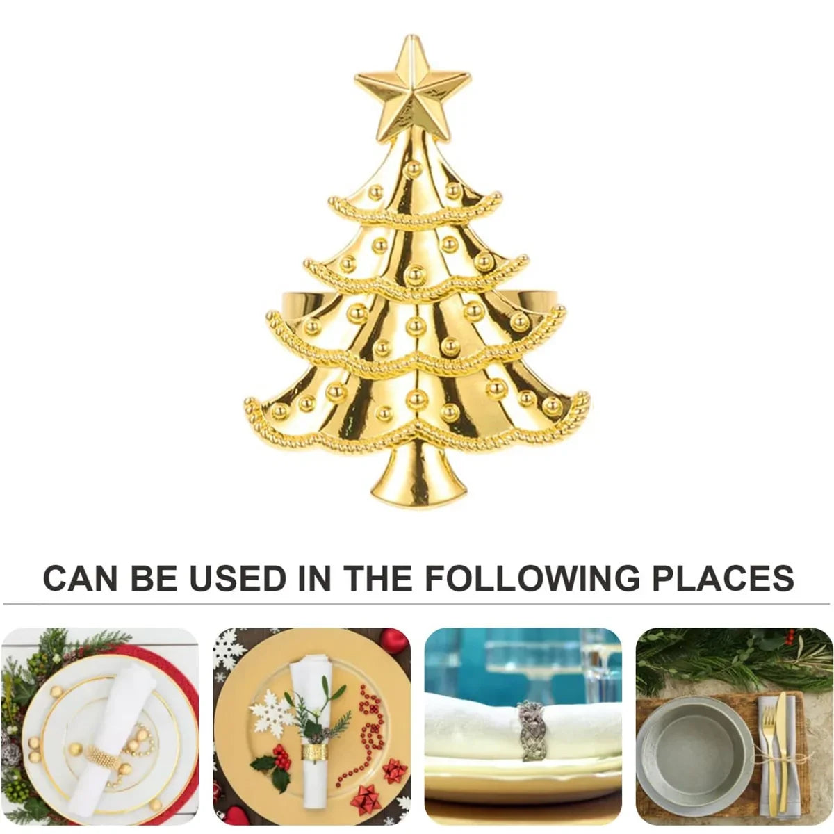 Napkin Rings Christmas Winter Wedding Gold Hemp Rope Metal Home Table