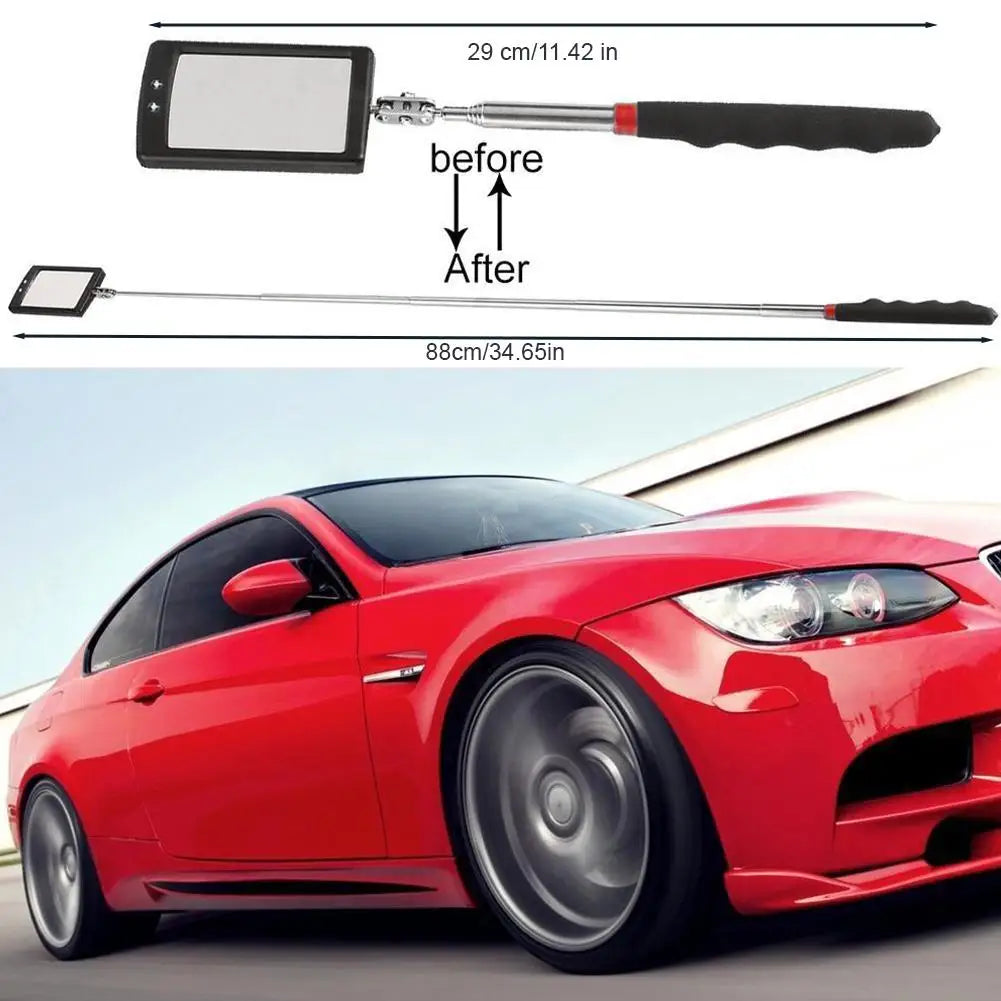 Telescoping LED Inspection Mirror – 360° Swivel & Extendable