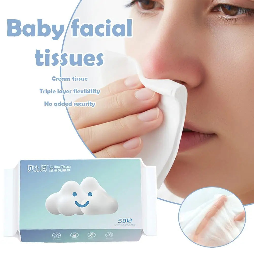 Baby Cloud Soft Moisturizing Tissues – 50 Sheets | Gentle Wipes