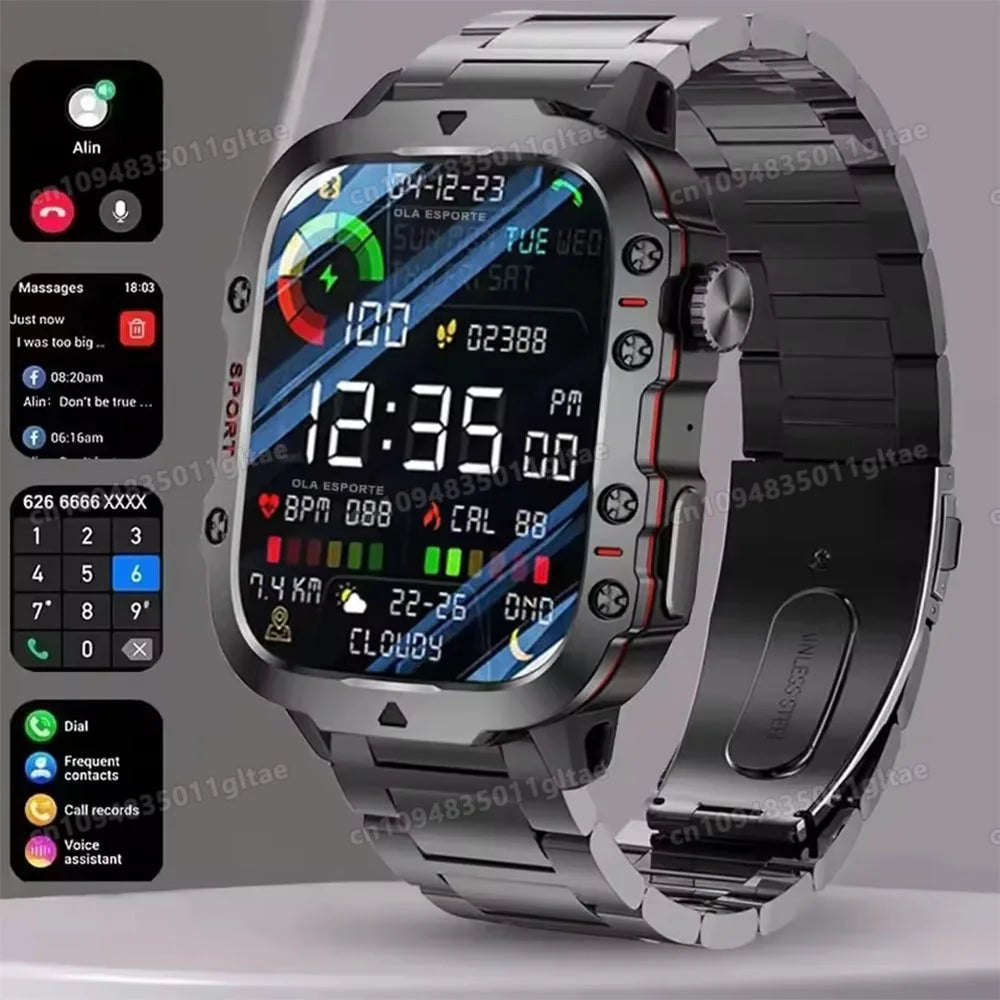 Military Men Smart Watch Bluetooth Call Fitness Clock Heart Monitor