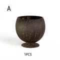 Handcrafted Natural Coconut Shell Stemmed Bowl | Eco Tableware