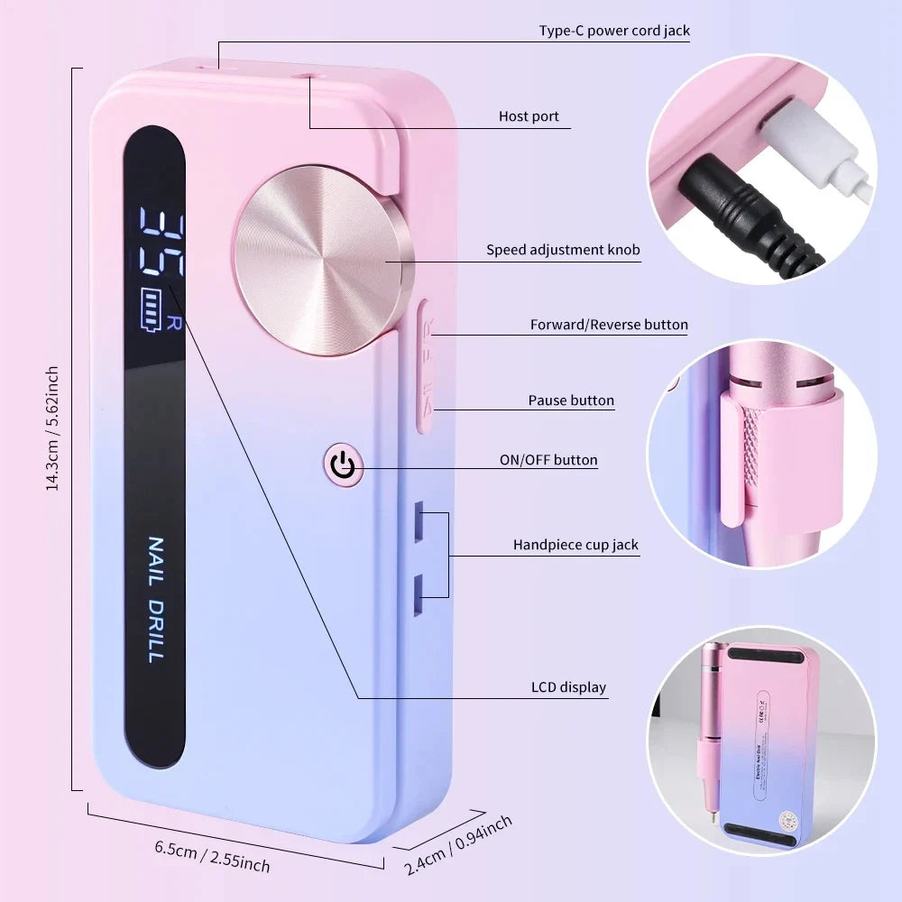 35000RPM Electric Nail Polisher Professional Gel Nails Care