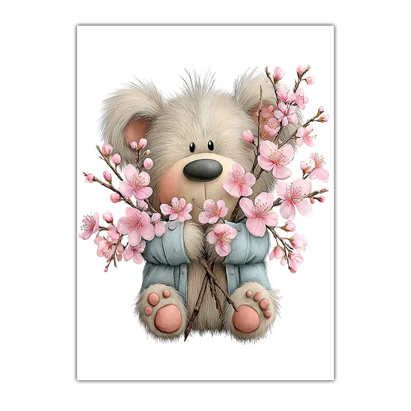 Teddy Bear Nursery Canvas Wall Art | Kids Bedroom Poster
