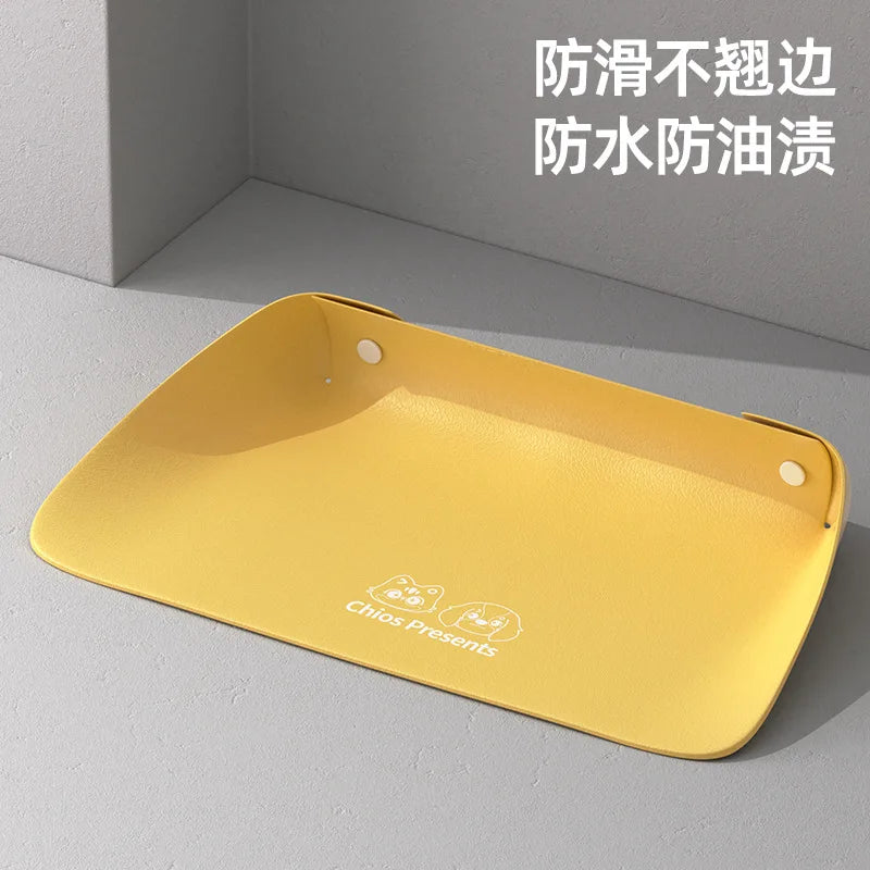 Leather Pet Placemat Cat Bowl Mat Semi-enclosed Thickened Anti-slip