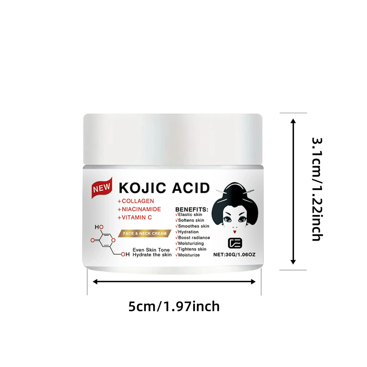 Kojic Acid Face & Neck Cream – Hydrating, Firming, All Skin