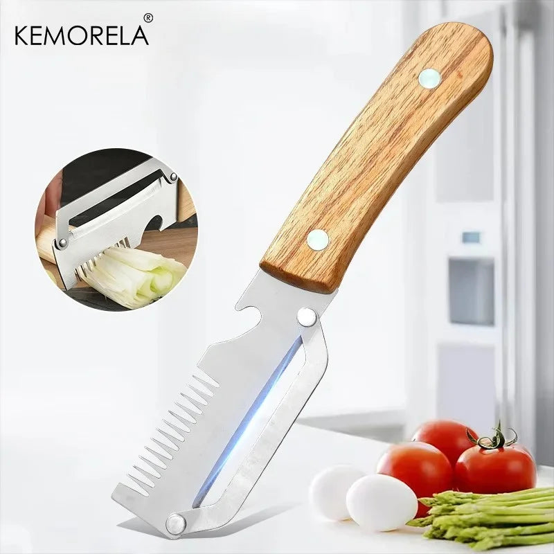 KEMORELA Stainless Steel Vegetable Peeler – Wood Handle
