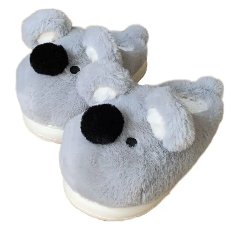 Lorilury Men's Furry Animal Slippers – Plush Indoor Flat Mules