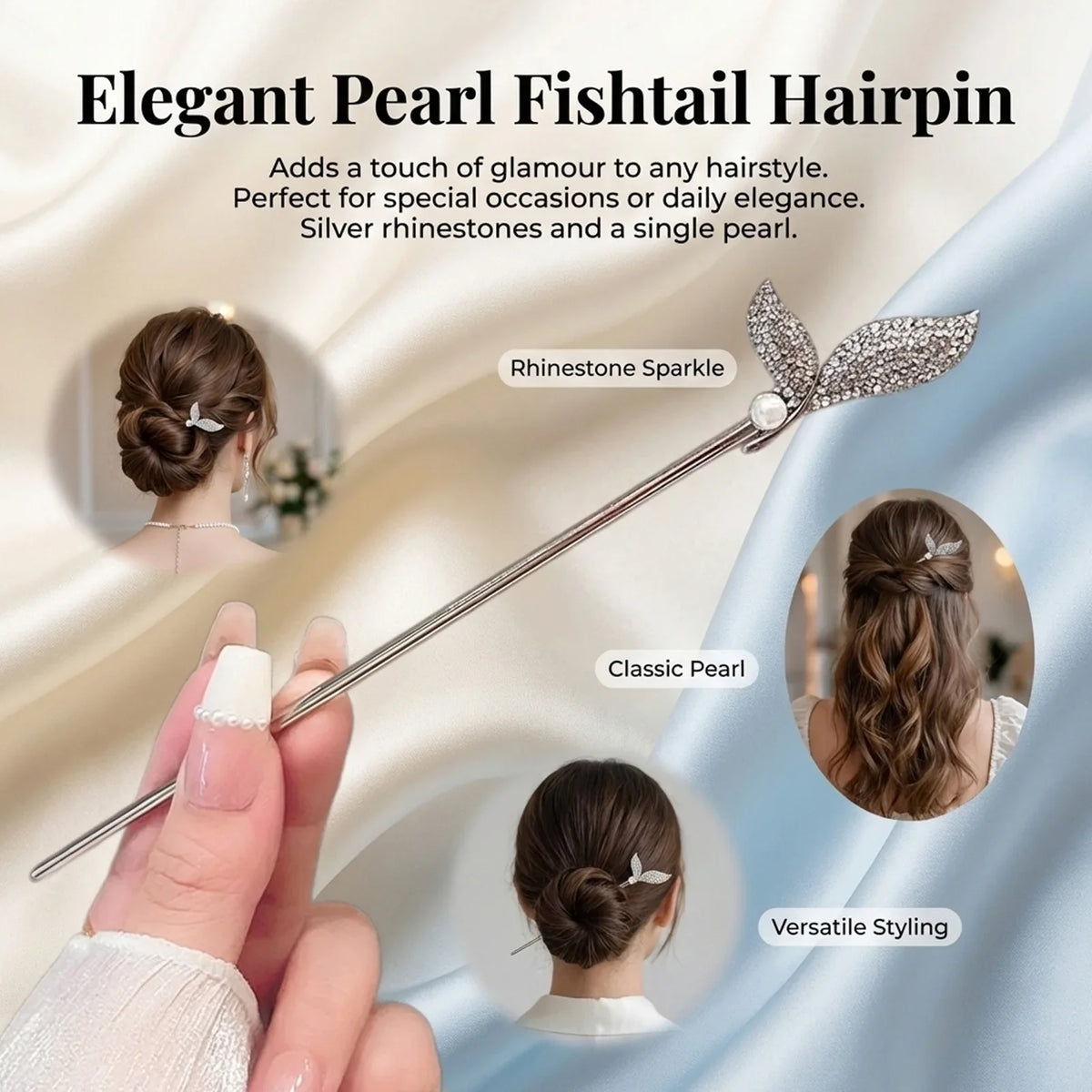 Pearl Mermaid Hairpin | Elegant Alloy Hair Clip for Women