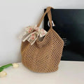 Women's Large Woven Straw Tote Bag – Handmade Beach Shoulder Bag