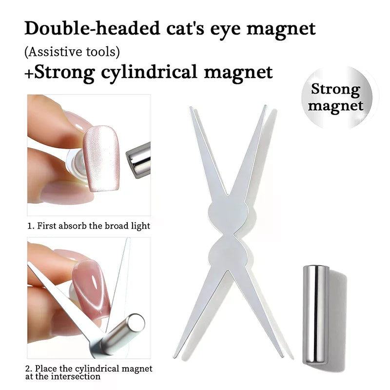 2-in-1 Magnetic Nail Stick & Y-Clip Set | Cat Eye Gel Manicure
