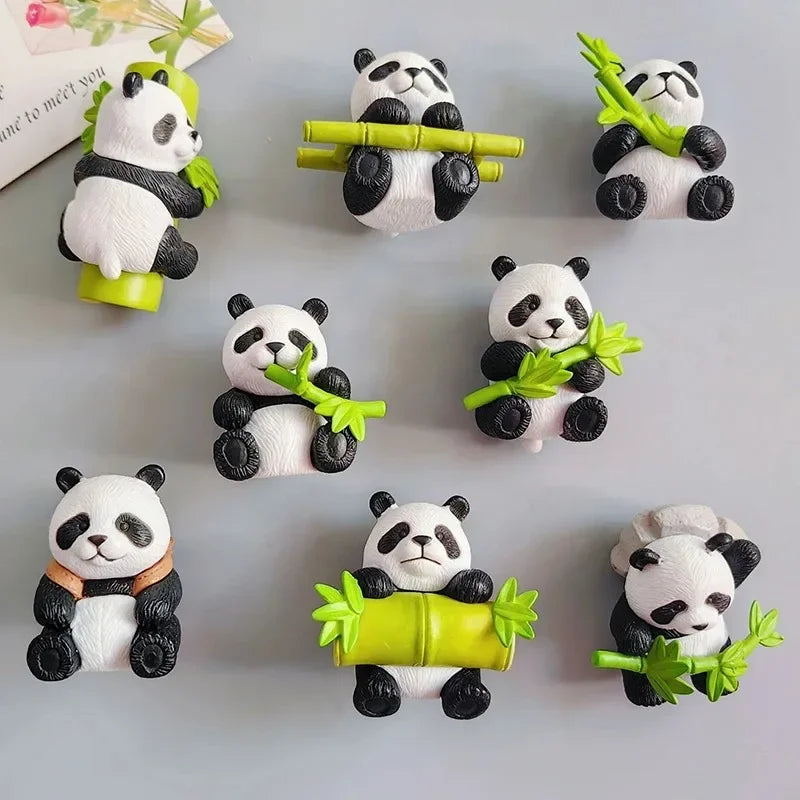 6-Piece Cartoon Animal Resin Fridge Magnets – Cute Panda Set