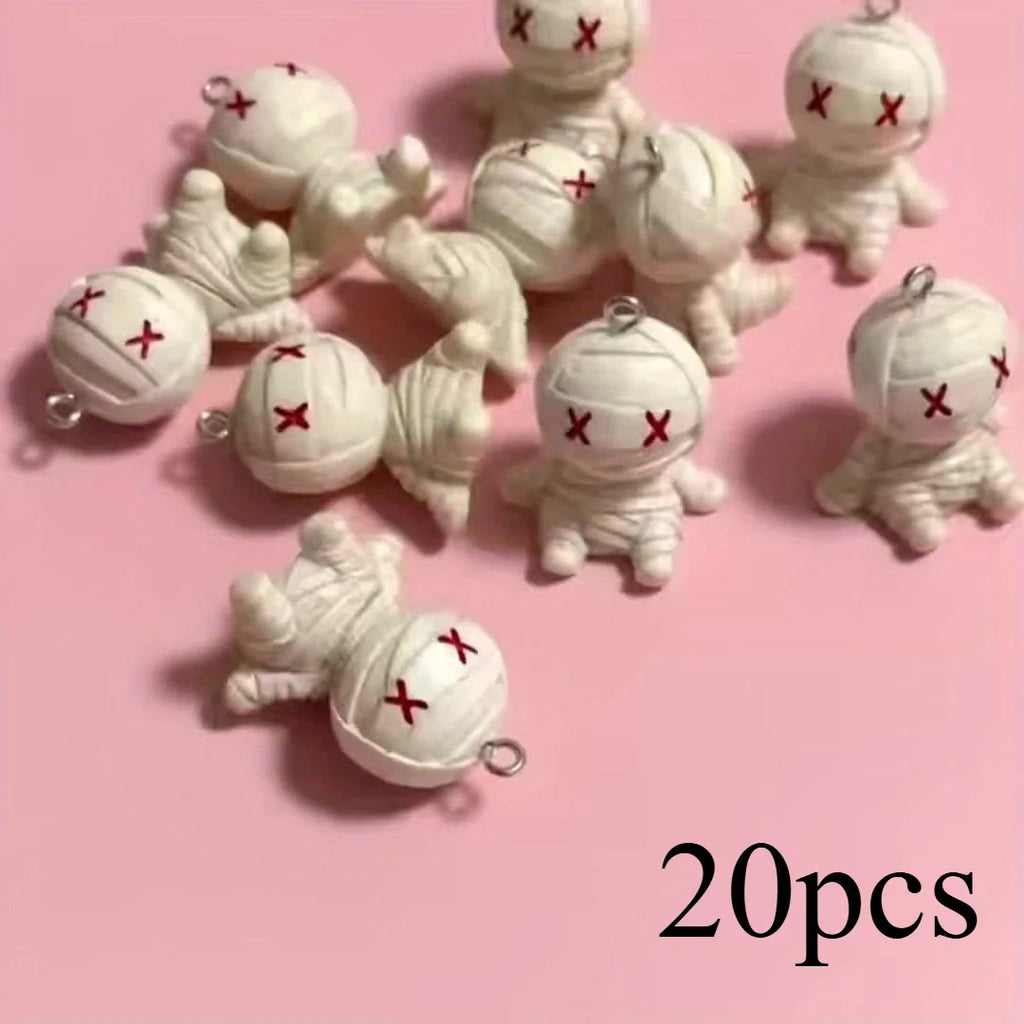 20 Halloween 3D Mummy Resin Charms – DIY Jewelry & Bag Pendants