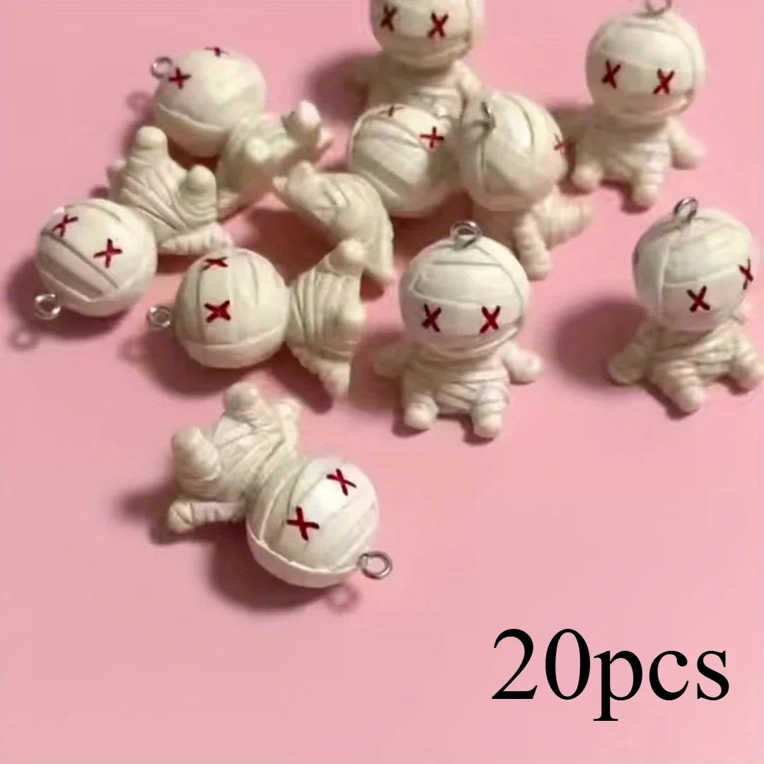 20 Halloween 3D Mummy Resin Charms – DIY Jewelry & Bag Pendants