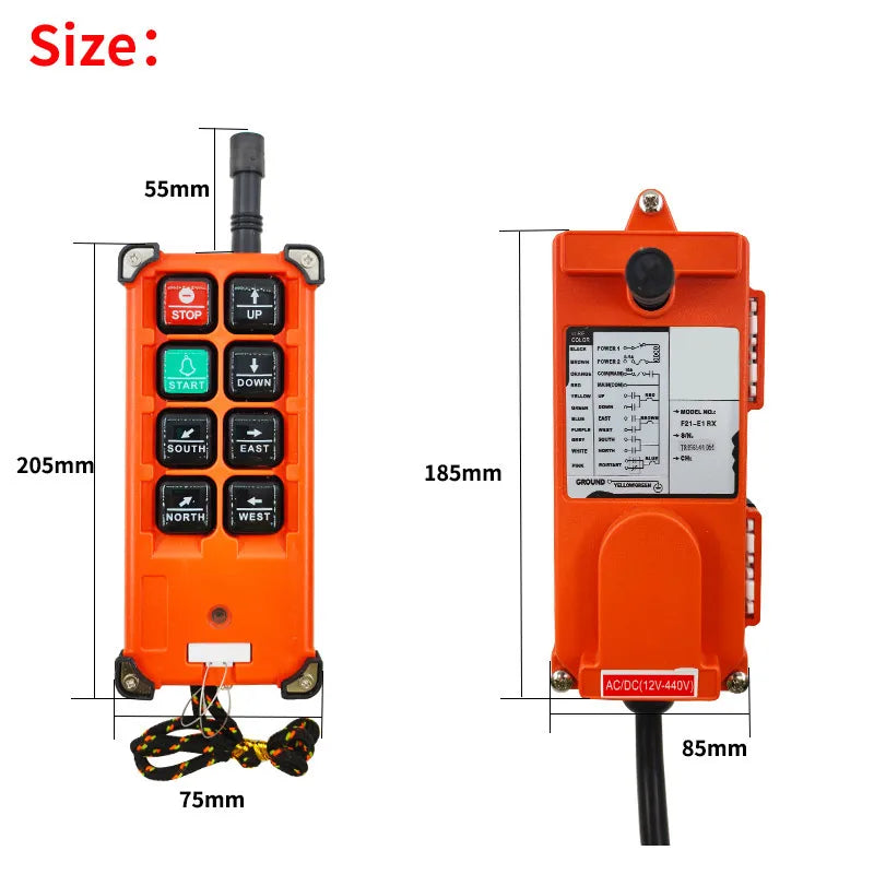 F21-E1B Crane Remote Control – 2 Transmitters + Receiver AC/DC