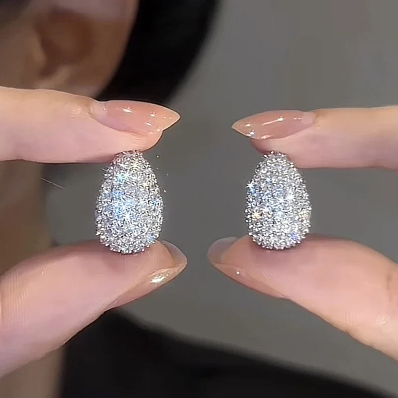 Huitan Cubic Zirconia Hoop Earrings – Wedding & Engagement Jewelry