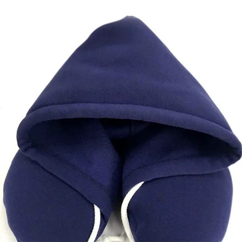 Memory Foam U-Shape Travel Neck Pillow | Hooded Cushion