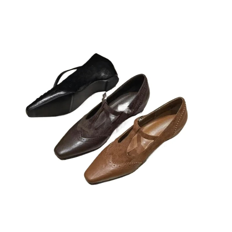 Women's Retro Mary Jane Pumps – Pointed Toe Low Heel Slip-On