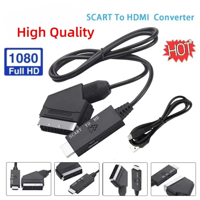 SCART to HDMI Converter Adapter – 1080P Video & Audio