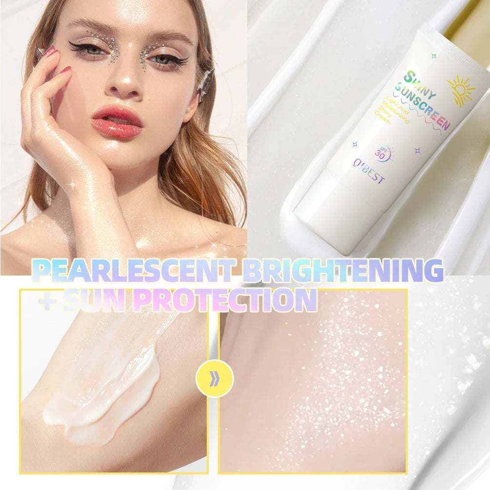 QiBest Glitter Sunscreen Cream – Brightening SPF Concealer 28g