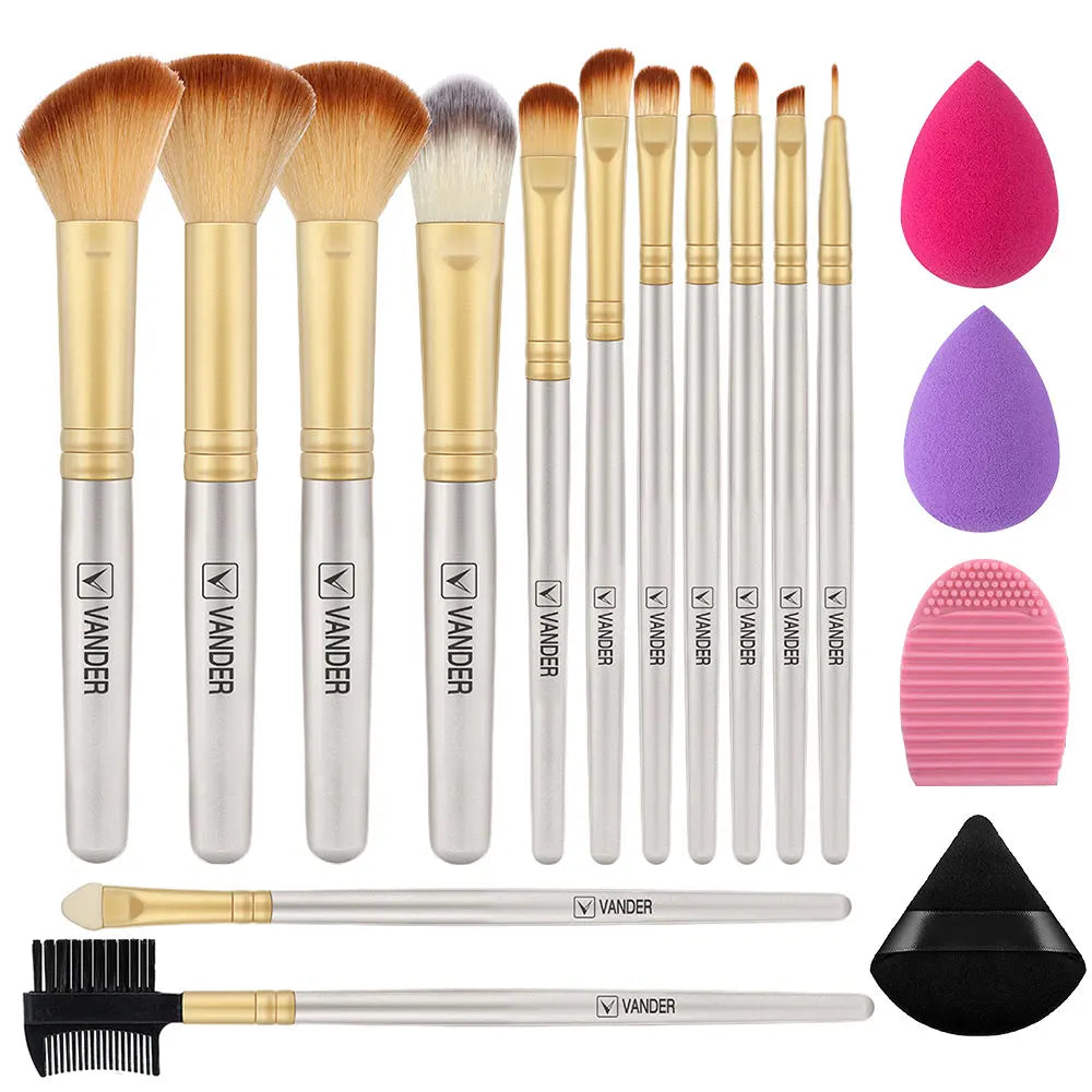 Soft Fluffy Makeup Brush & Sponge Set – Blush, Eye & Foundation