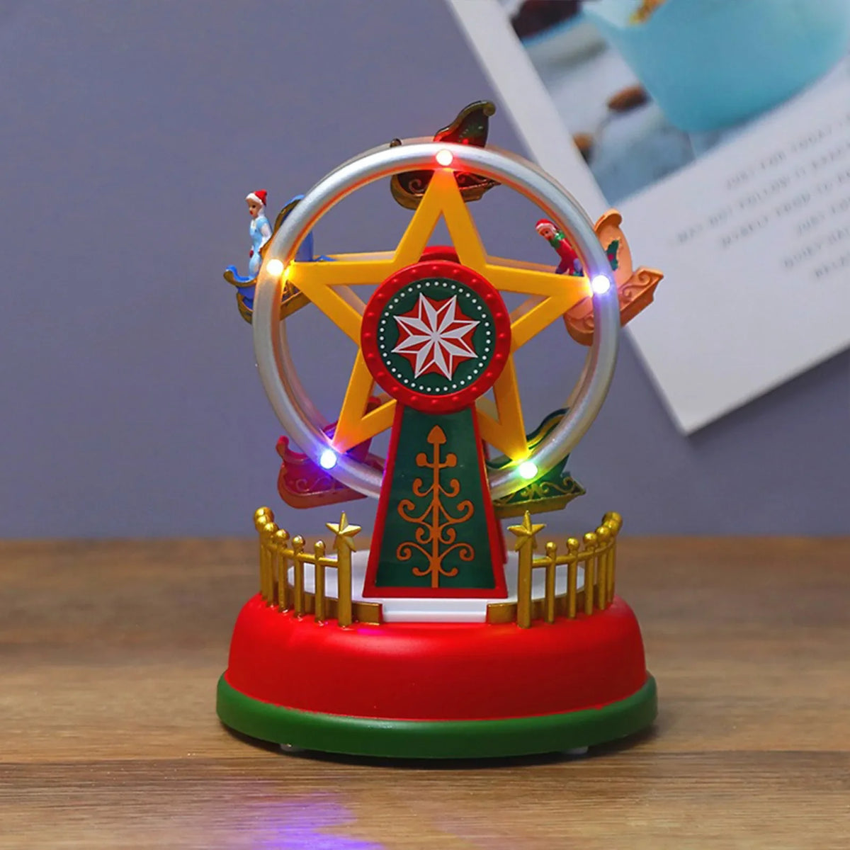 Glowing LED Music Carousel Ferris Wheel Christmas Decoration