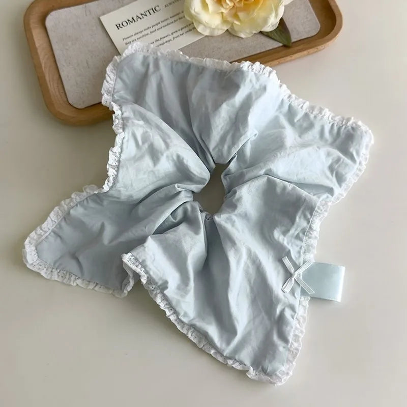 Women's Light Blue Hair Scrunchie – Korean Minimalist Hair Tie