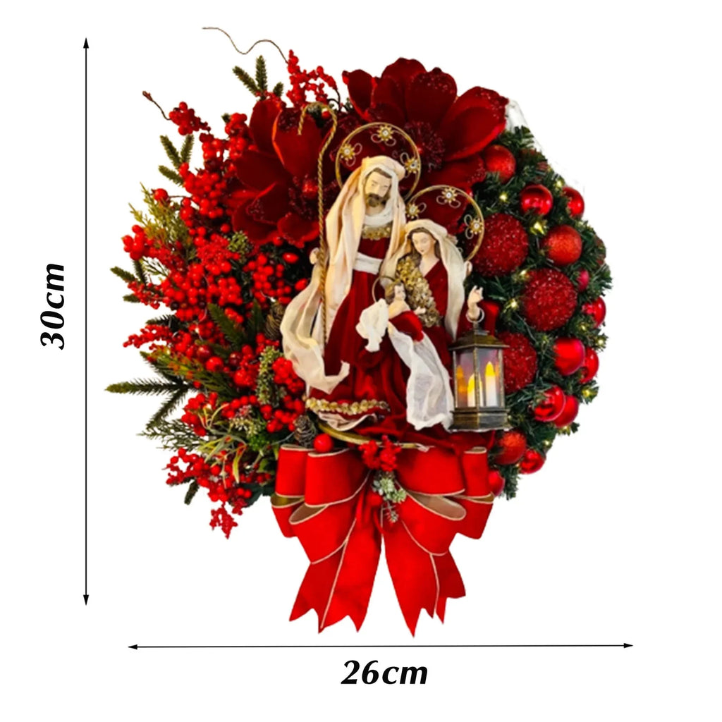 Christmas Wooden Hanging Sign | Nativity Wreath Door Décor