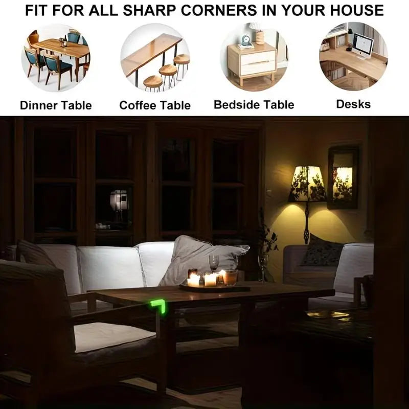4-Pack Glow-in-the-Dark Corner Protectors | Furniture Edge Guards