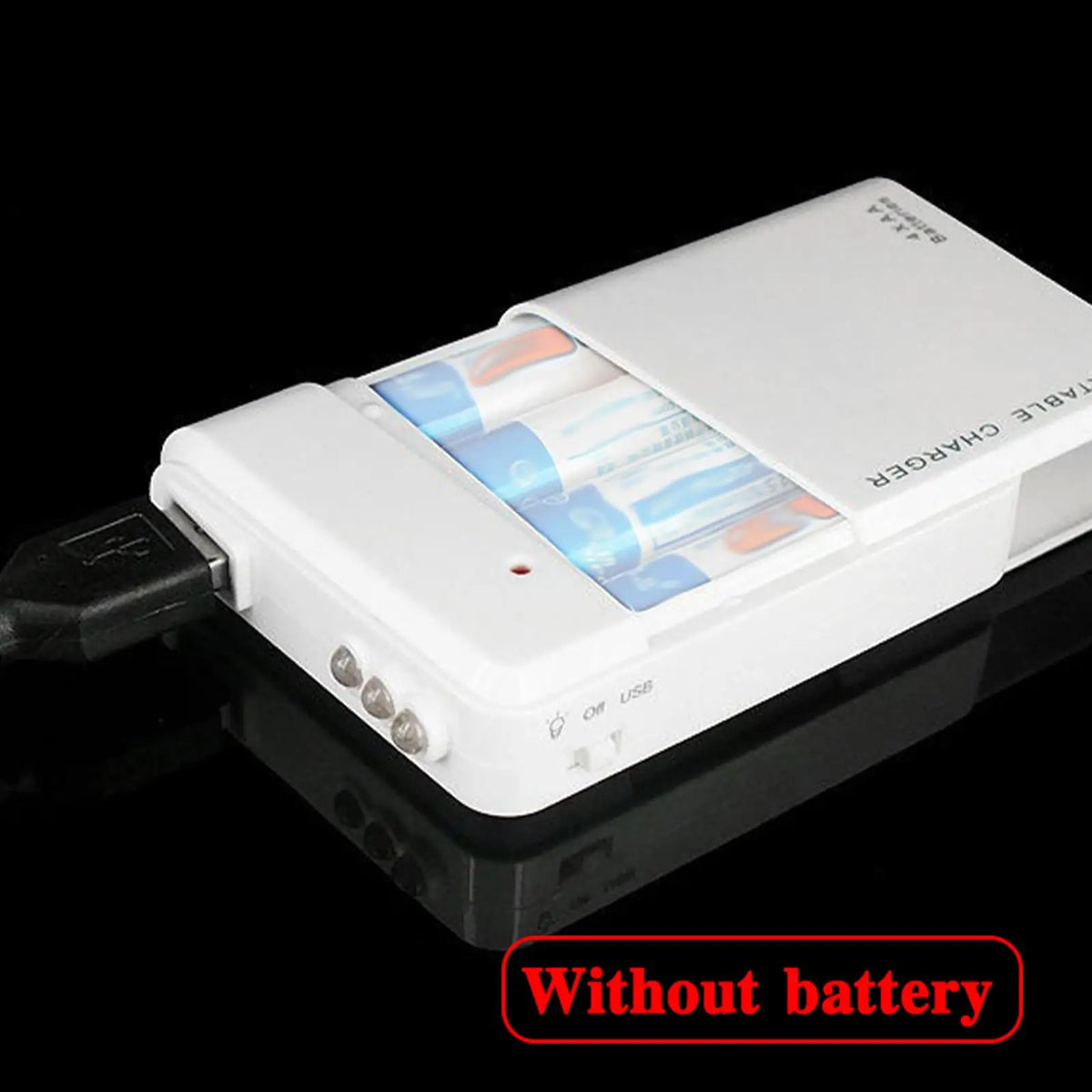 4-Slot AA Battery USB Power Bank – Emergency Charger & LED