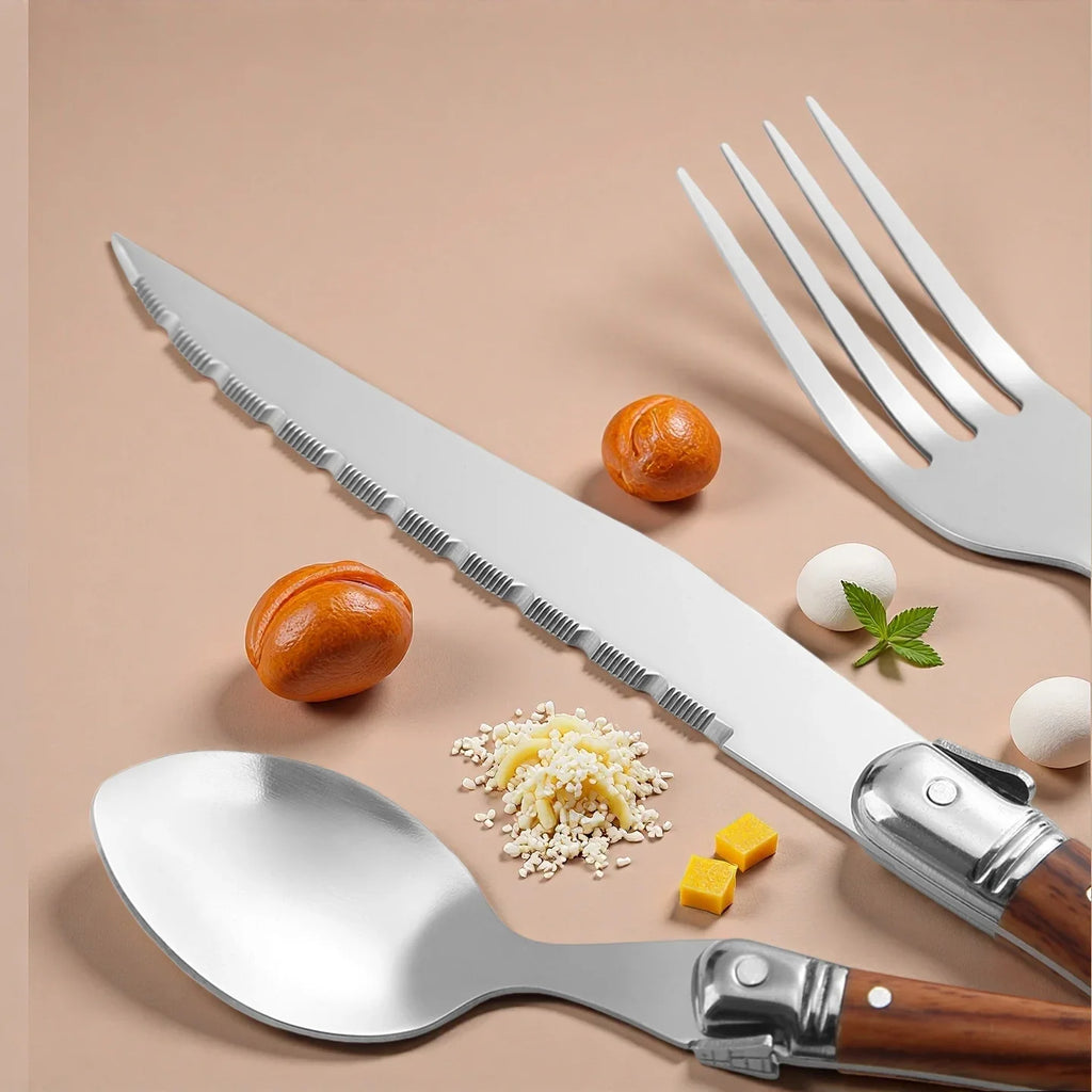 4-Piece Stainless Steel Cutlery Set – Steak Knife, Fork & Spoon