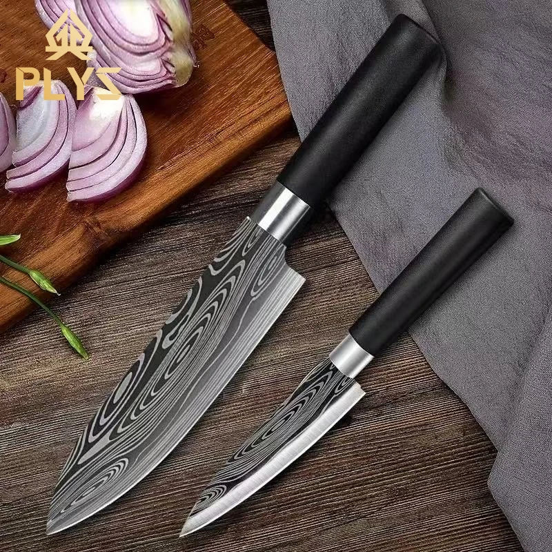 Damascus Pattern Chef Knife – Sharp Stainless Steel Kitchen Blade