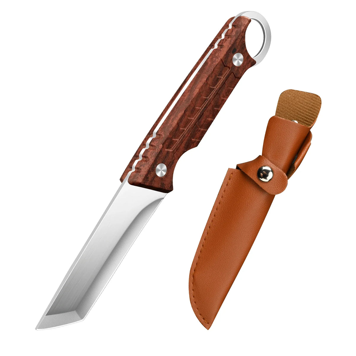 PLYS Fixed Blade Camping Knife – Stainless Steel with Sheath