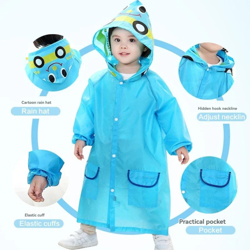 Kids Cartoon Animal Raincoat | Waterproof Rain Jacket Ages 4–6
