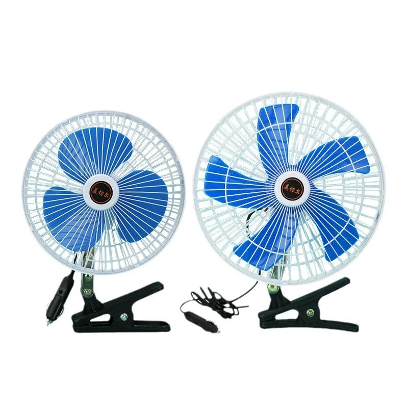 12/24V Car Mini Fan 180° Rotating Clip-On Vehicle Cooling Fan