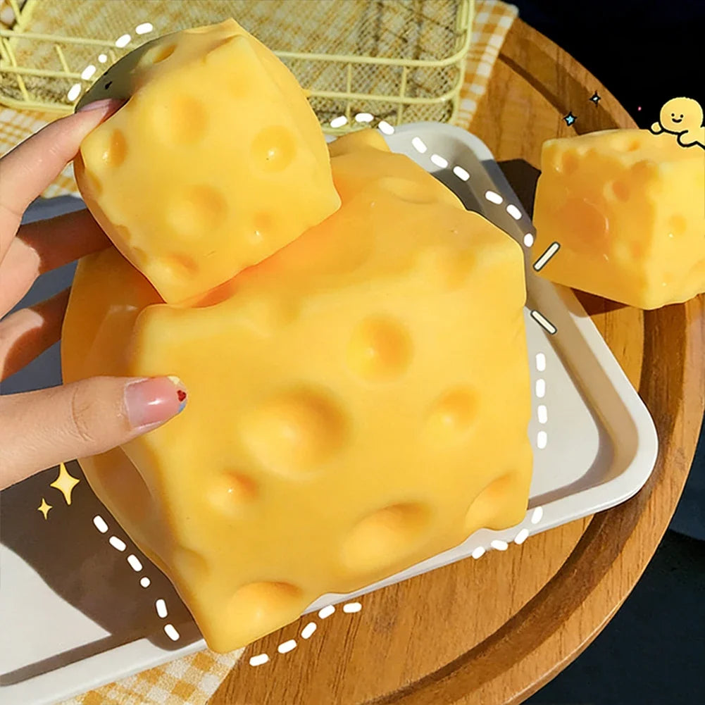 Cute Cheese Squeeze Toy | Soft TPR Mochi Squishy Fidget Toy