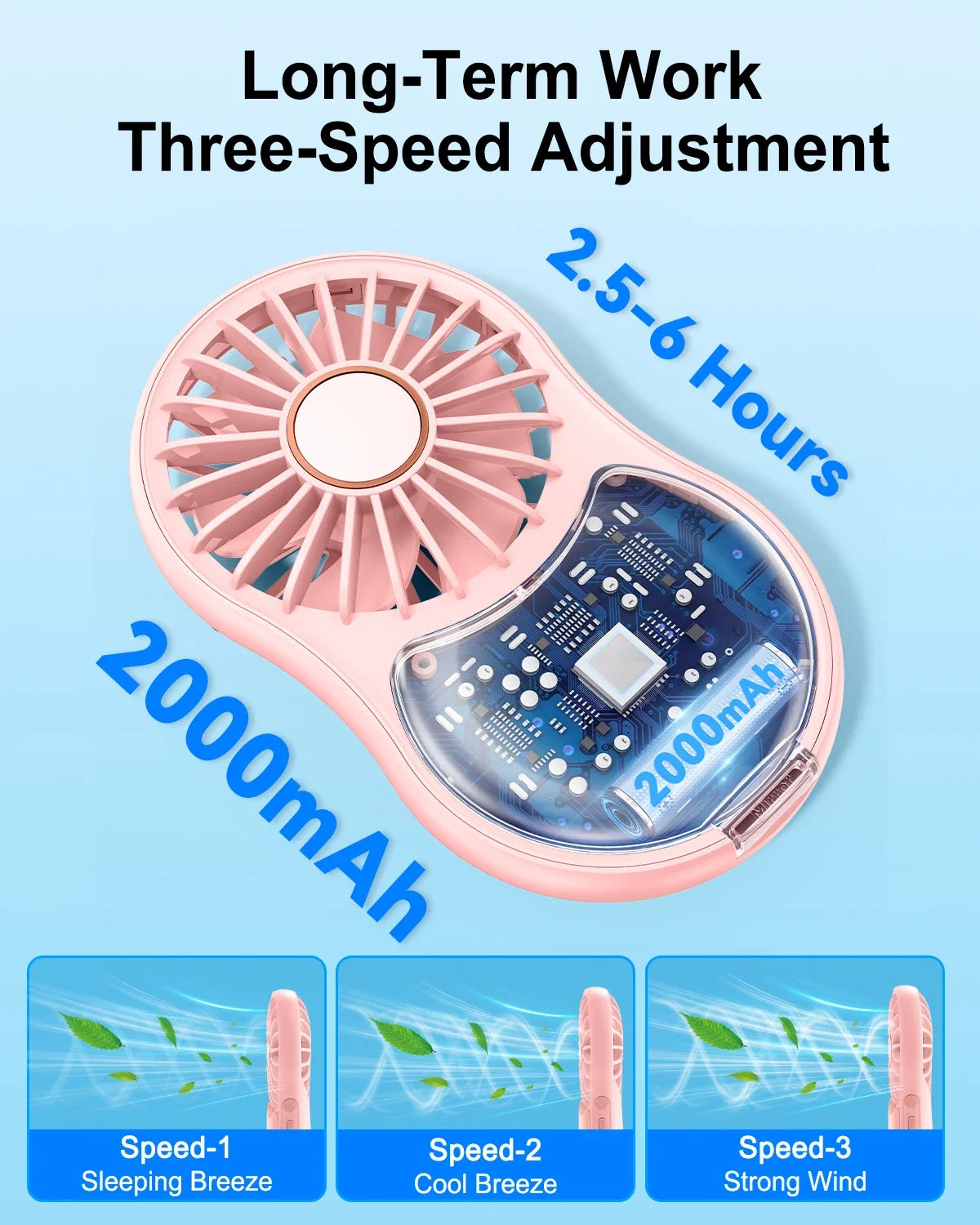 URGGU Mini Pocket Fan with Mirror & Light | USB-C Rechargeable