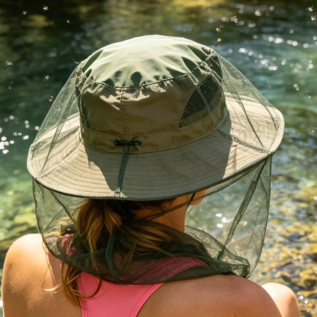 Outdoor Mosquito Head Net Cap – Breathable Mesh Face Cover