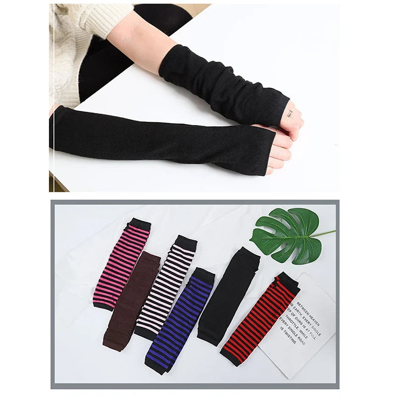 Women's Fingerless Knit Arm Warmers – Long Sleeve Wrist Gloves