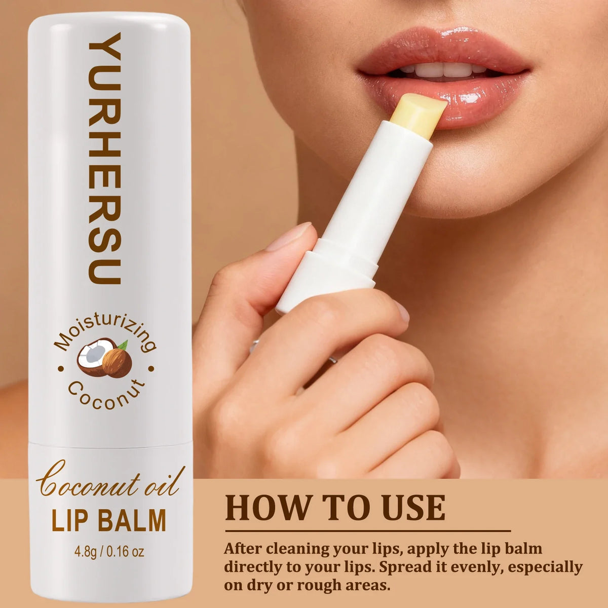 YURHERSU Coconut Oil Lip Balm – Natural Hydration & Moisture