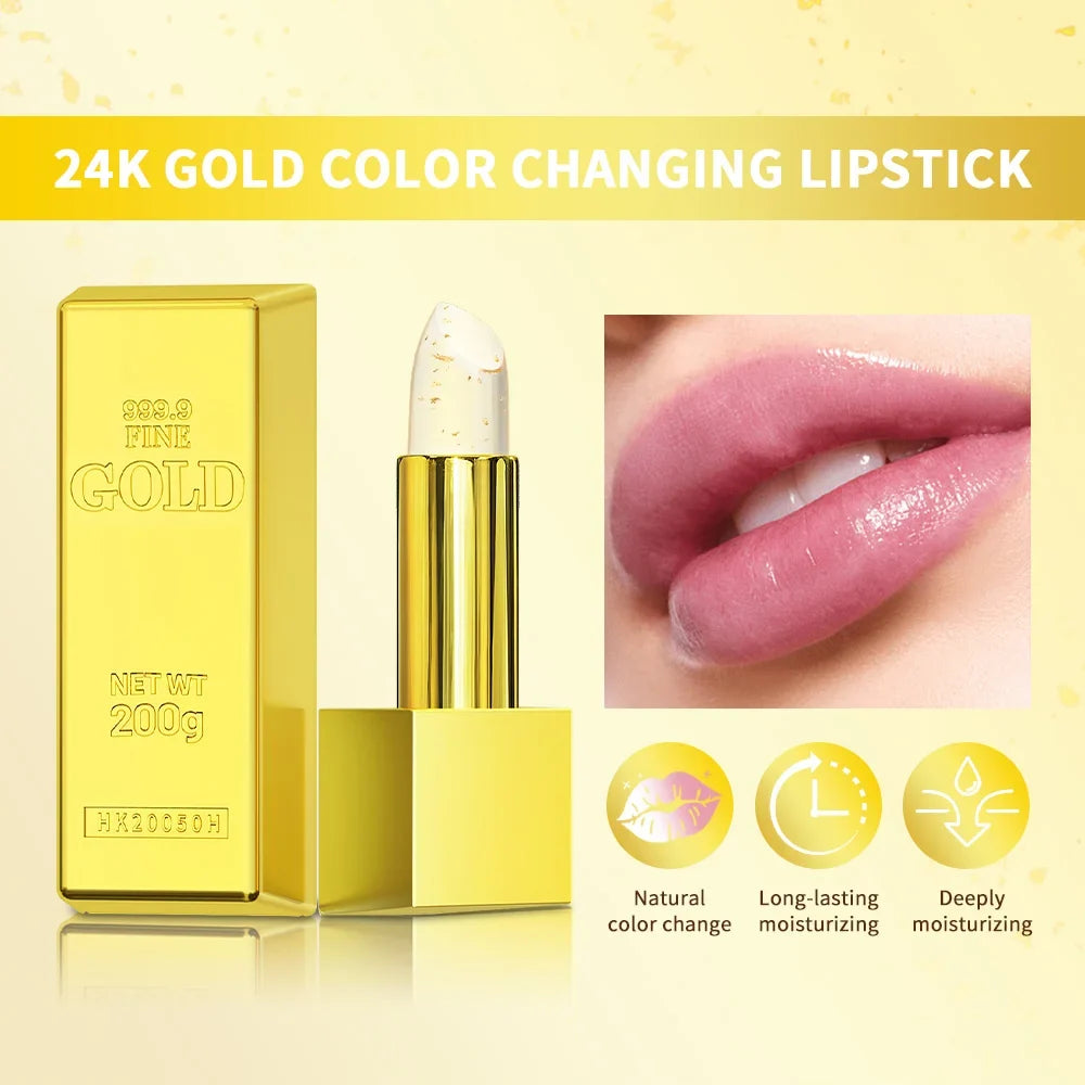 24K Gold Color Changing Lip Balm & Lipstick 2-in-1 Balm