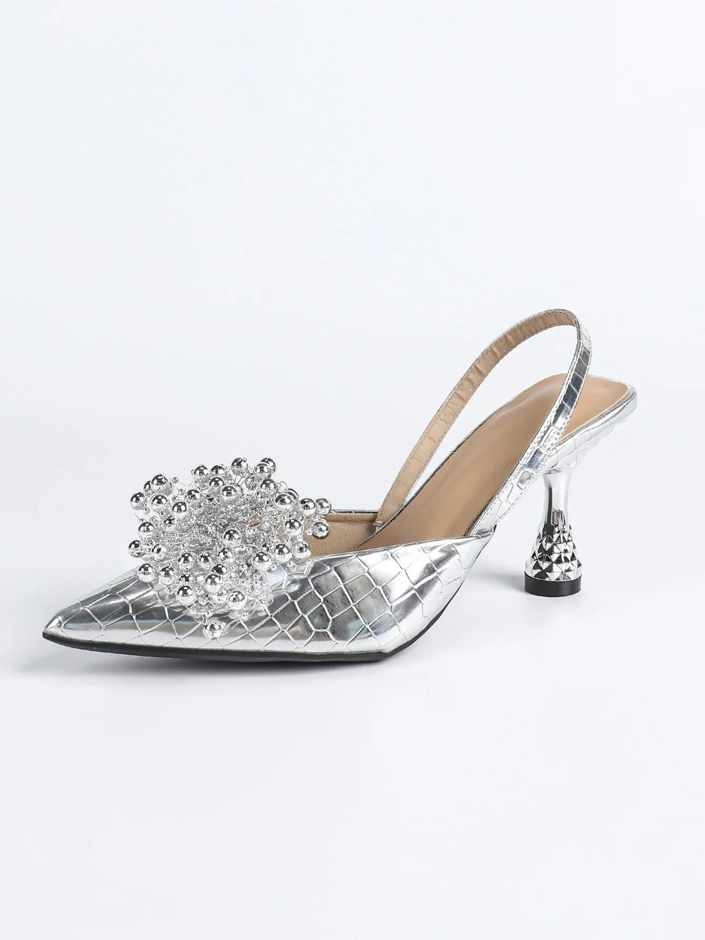 Women's Pearl Flower Heeled Sandals – Ankle Strap Party Pumps