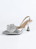 Women's Pearl Flower Heeled Sandals – Ankle Strap Party Pumps