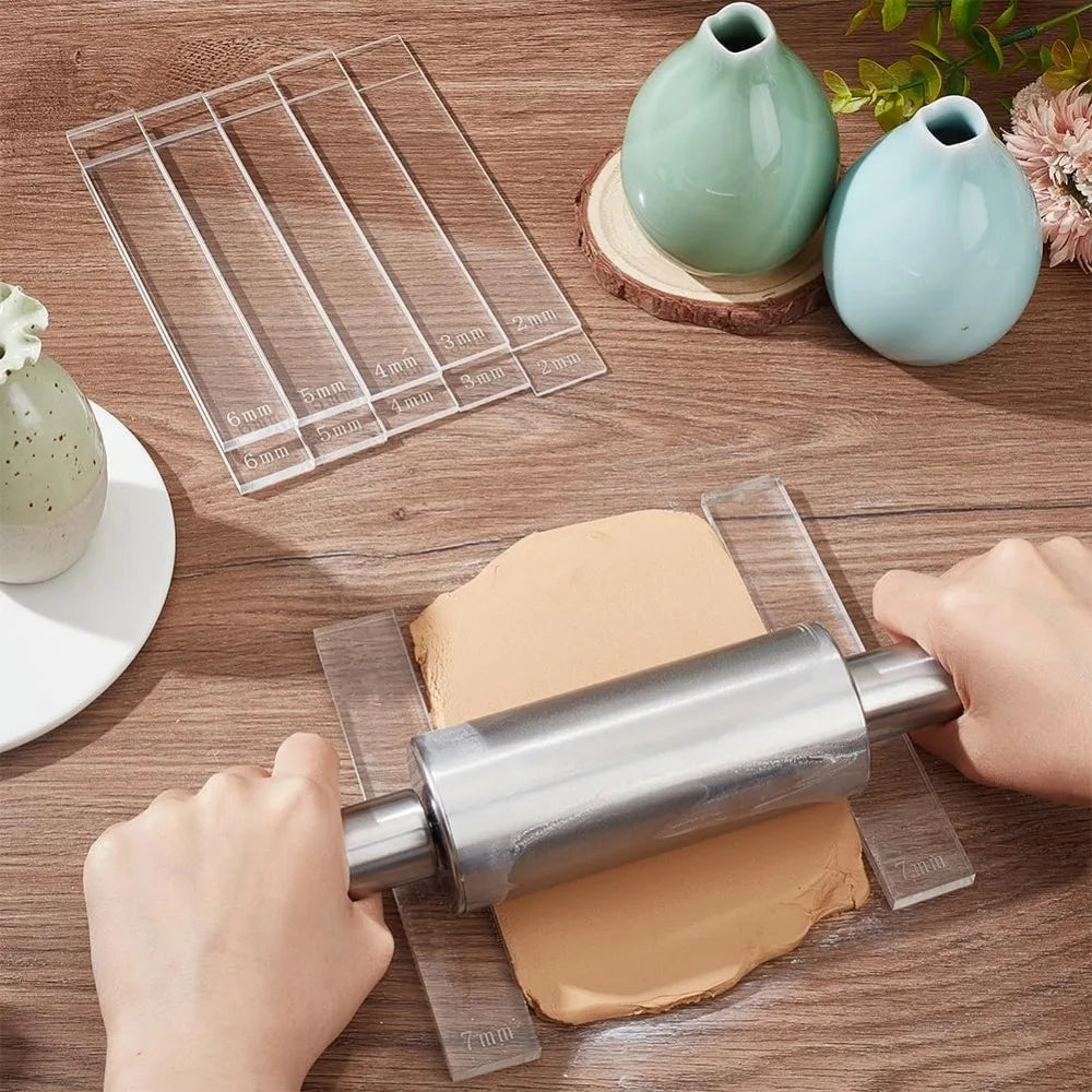 12-Pc Acrylic Clay Depth Guide Set – 6 Sizes for Even Rolling
